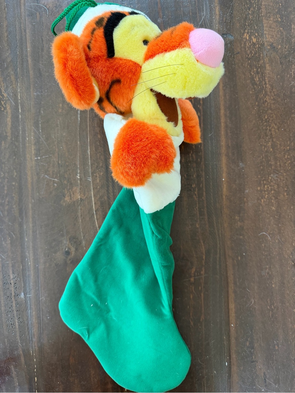 VTG Disney Tigger Plush Green Holiday Stocking